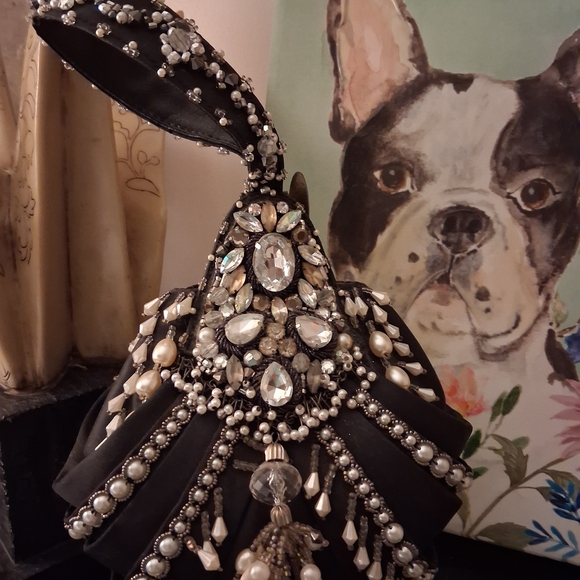 Mary Frances Black and Silver Embellished Clutch